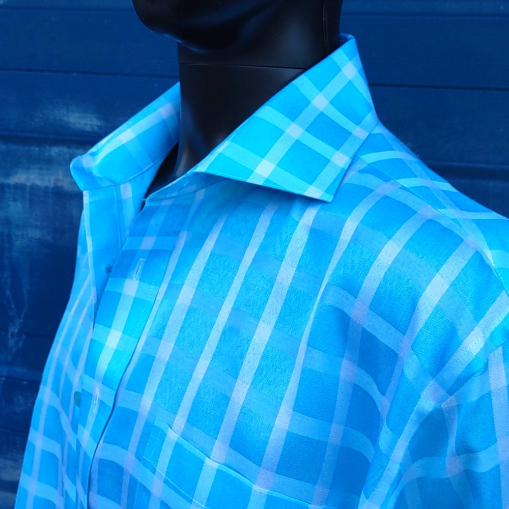 Henri Picard Men's Lilac Gingham Plaid French Cuff Dress Shirt